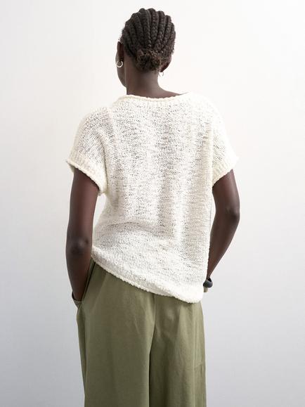 Topshop Asymmetric Knit T-Shirt, White - view 2, White