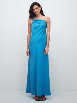 Topshop Asymmetric Shoulder Bead Maxi Occasion Dress, Blue, Blue
