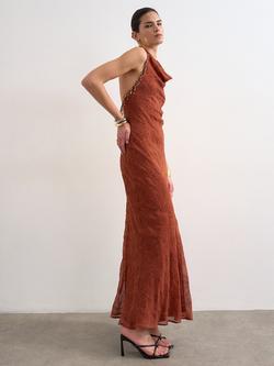 Topshop Bead Trim Broderie Anglaise Maxi Dress, Rust - view 2, Rust
