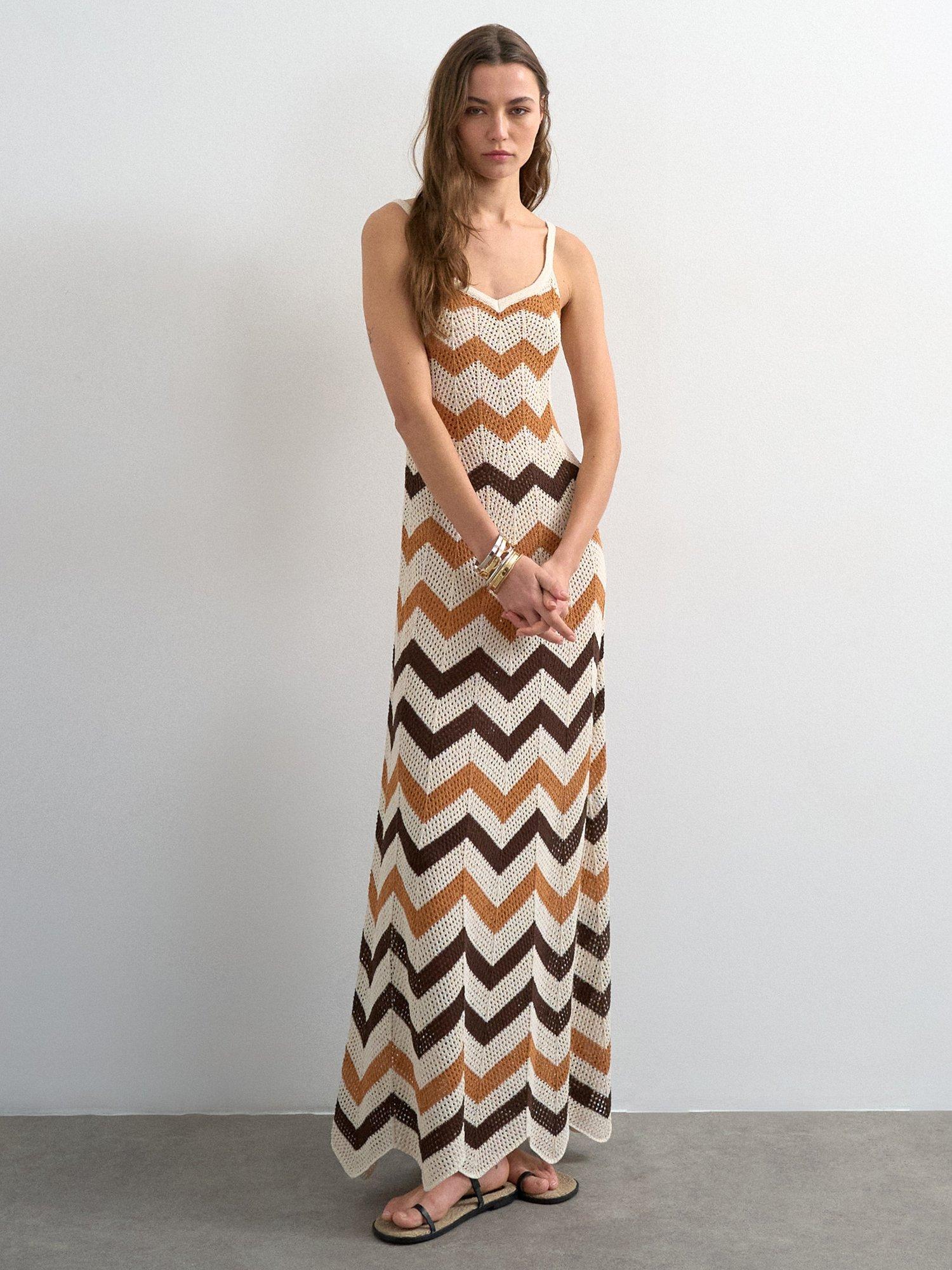 topshop knit maxi dress with scoop back in multi stripe Topshop Chevron Stripe Knit Dress, Multi