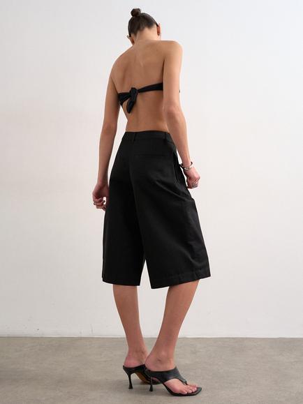 Topshop Longline Cargo Shorts, Black - view 2, Black