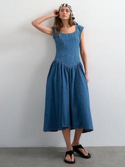 Topshop Drop Waist Denim Dress, Indigo Rinse, Indigo Rinse