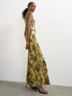 Topshop Paisley Floral Maxi Dress, Lime - view 2, Lime