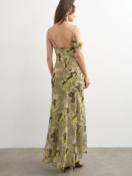 Topshop One Shoulder Floral Print Maxi Dress, Green/Multi - view 2, Green Multi