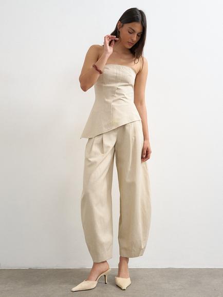 Topshop Asymmetric Hem Bandeau Top, Stone, Stone