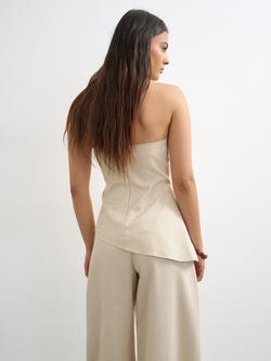 Topshop Asymmetric Hem Bandeau Top, Stone - view 2, Stone