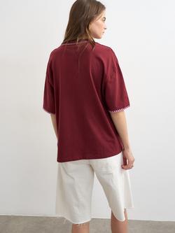 Topshop Marrakesh Oversized Cotton T-Shirt, Burgundy/Multi - view 2, Burgundy/Multi