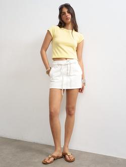 Topshop Belt Tie Denim Mini Skirt, White, White