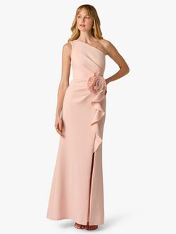 Adrianna Papell Scuba Rosette One Shoulder Maxi Dress, Blush, Blush