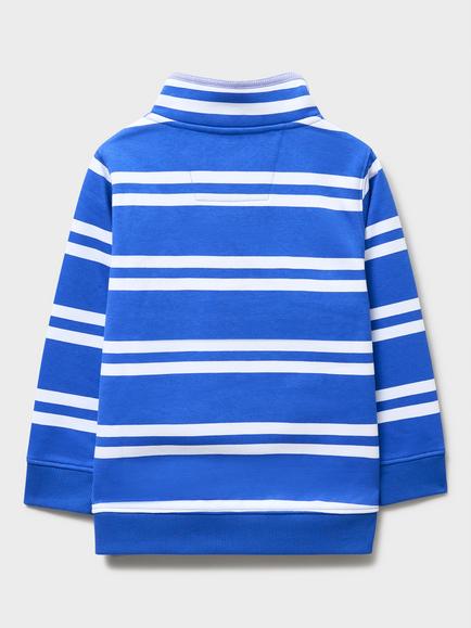 Crew Clothing Kids' Striped Half Zip Sweatshirt, White - view 2, White