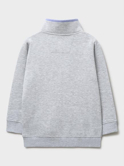 Crew Clothing Kids' Cotton Blend Half Zip Sweatshirt, Graphite Grey - view 2, Graphite Grey