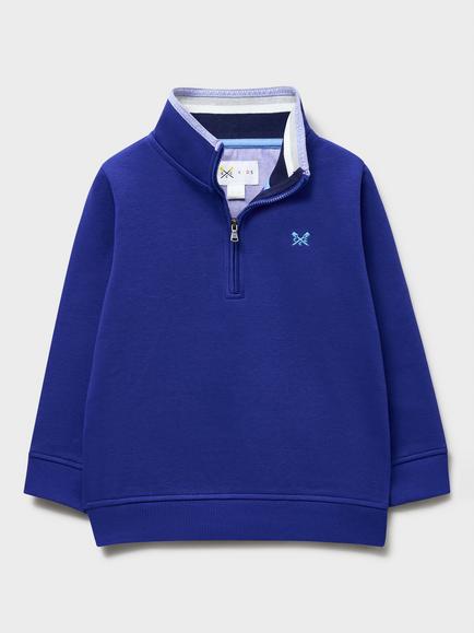 Crew Clothing Kids' Half Zip Sweatshirt, Navy Blue
