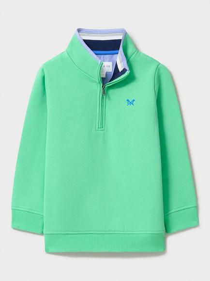 Crew Clothing Kids' Half Zip Sweatshirt, Lime Green, Lime Green