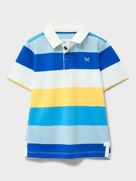 Crew Clothing Kids' Striped Polo Shirt, Multi Blue - view 2, Multi Blue