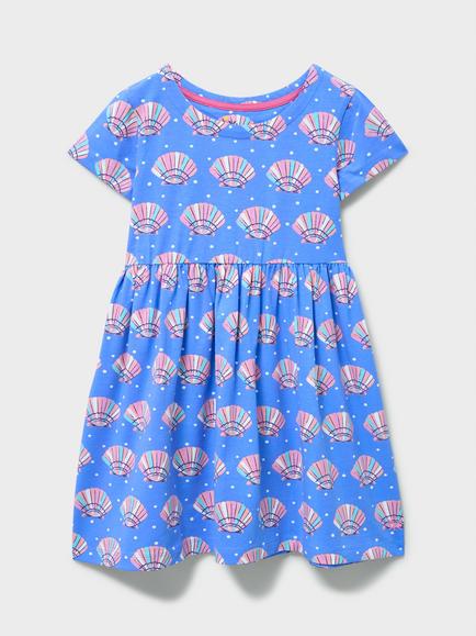 Crew Clothing Kids' Short Sleeved Jersey Dress, Bright Blue, Bright Blue