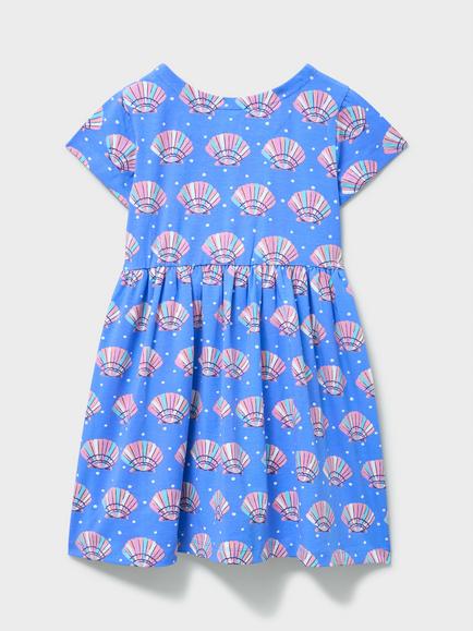 Crew Clothing Kids' Short Sleeved Jersey Dress, Bright Blue - view 2, Bright Blue