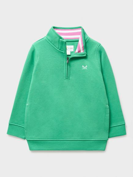 Crew Clothing Kids' Half Zip Sweatshirt, Emerald Green