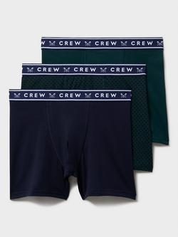Crew Clothing Stretch Cotton Jersey Plain & Geometric Pattern Boxer Briefs, Pack of 3, Bottle Green/Multi, Bottle Green/Multi