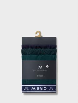 Crew Clothing Stretch Cotton Jersey Plain & Geometric Pattern Boxer Briefs, Pack of 3, Bottle Green/Multi - view 2, Bottle Green/Multi