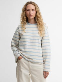 Barbour Fawley Striped Cotton Sweatshirt, Ecru/Blue Stripe, Ecru/Blue Stripe