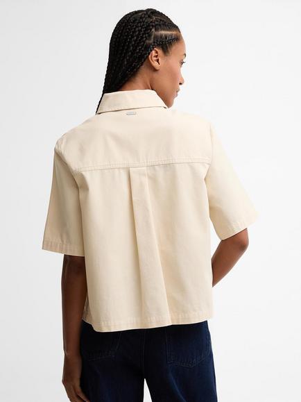 Barbour Aylesby Boxy Short Sleeve Cotton Shirt, Original Ecru - view 2, Original Ecru