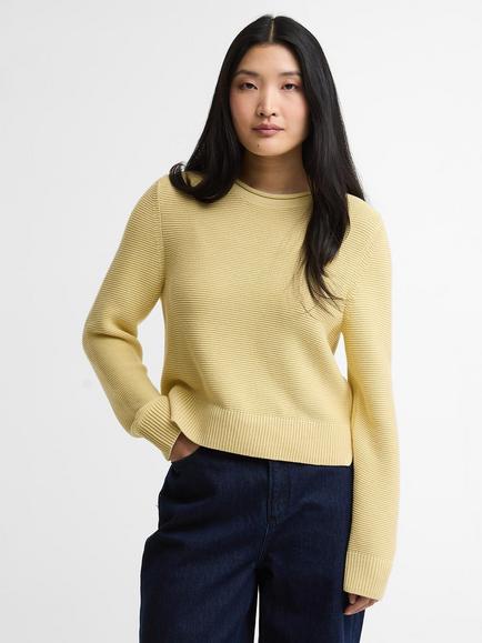 Barbour Fawley Crew Neck Cotton Knit Jumper, Soured Citrus, Soured Citrus