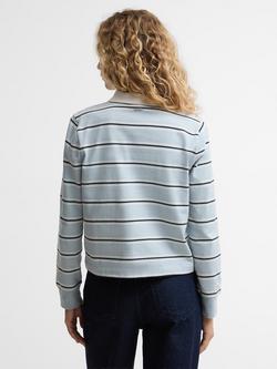 Barbour Ashwell Striped Cotton Rugby Shirt, Celestial Blue Stripe - view 2, Celestial Bl Stripe