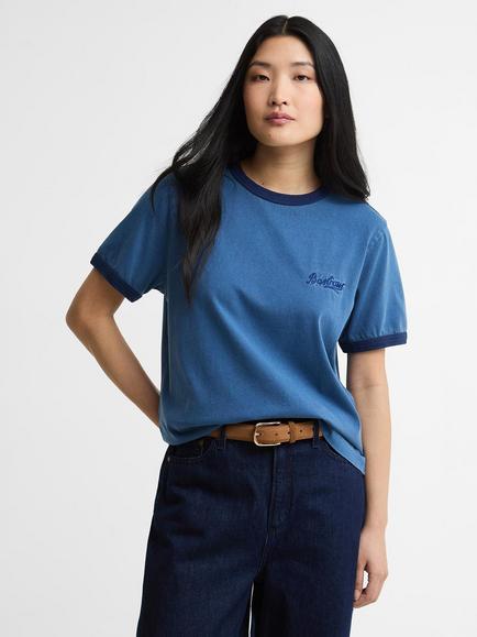 Barbour Avon Tipped Cotton T-Shirt, Washed Indigo, Washed Indigo