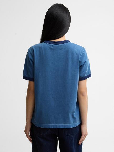 Barbour Avon Tipped Cotton T-Shirt, Washed Indigo - view 2, Washed Indigo