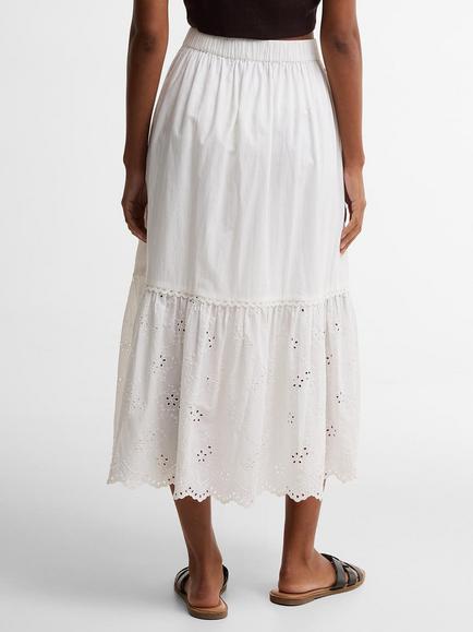 Barbour Avebury Cotton Midi Skirt, White - view 2, White
