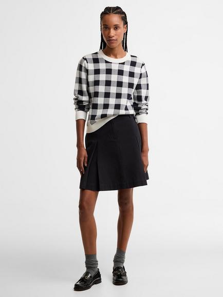 arbour Aylesby Pleated Cotton Mini Skirt, Dark Navy, Dark Navy