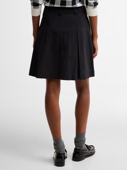 arbour Aylesby Pleated Cotton Mini Skirt, Dark Navy - view 2, Dark Navy