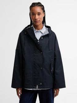 Barbour Kingswood Showerproof Hooded Jacket, Navy/Navy Gingham, Navy/Navy Gingham