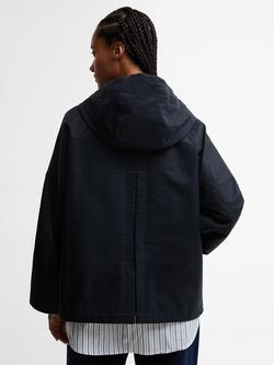 Barbour Kingswood Showerproof Hooded Jacket, Navy/Navy Gingham - view 2, Navy/Navy Gingham