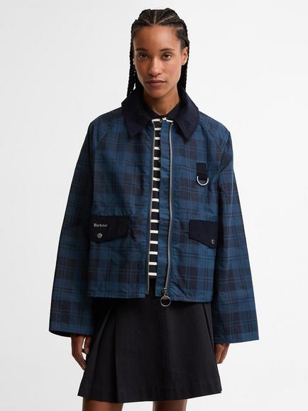 Barbour Baiton Cord Collar Tartan Casual Jacket, Weathered Marine, Weathered Marine