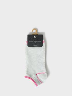 Crew Clothing Stripe Edge Bamboo Rich Trainer Socks, Pack of 3, Graphite Grey/Multi - view 2, Graphite Grey/Multi