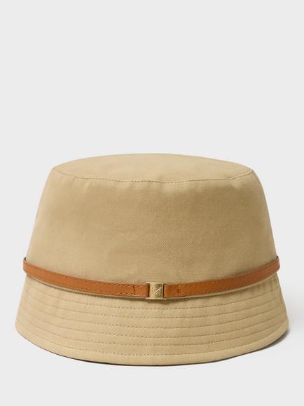 Crew Clothing Leather Trim Bucket Hat, Tan