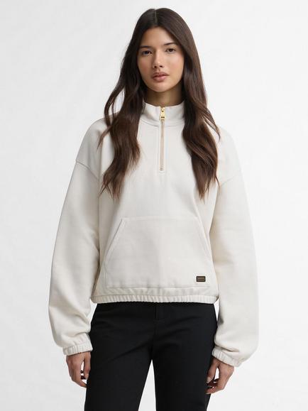 Barbour International Nova Quarter Zip Cotton Sweatshirt, Light Stone, Light Stone