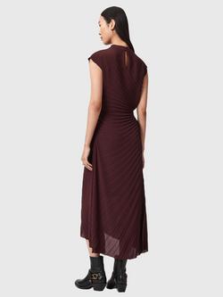 AllSaints Rayanna Sun Ray Pleated Dress - view 2, Oxblood Red
