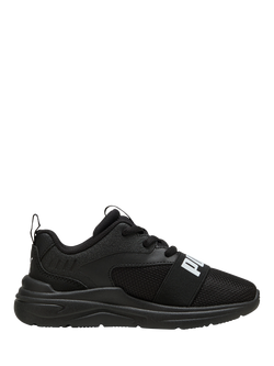 PUMA Kids' Soft Wired 2 Trainers, Black/White