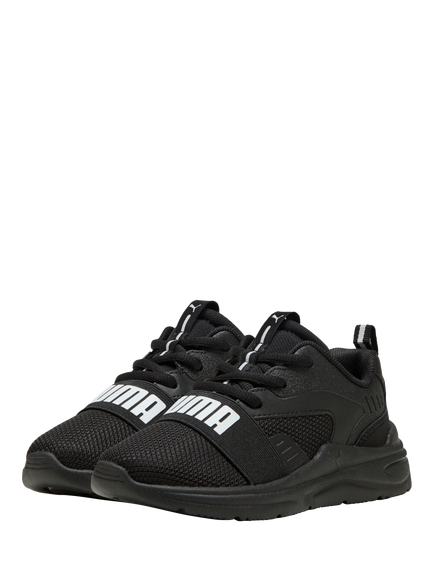 PUMA Kids' Soft Wired 2 Trainers - view 2, Black/White