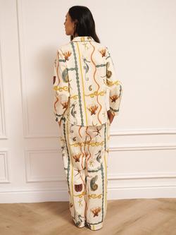 Their Nibs Sealife Tile Button Down Long Pyjama Set, Natural - view 2, Natural