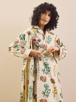 Their Nibs Wallpaper Floral Dressing Gown, Cream/Multi - view 2, Cream/Multi
