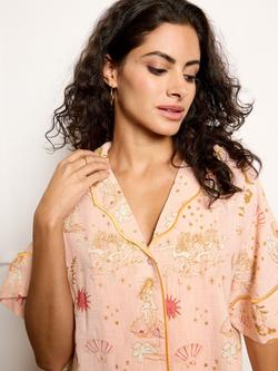 Their Nibs Goddess Love Button Down Long Pyjama Set, Pink - view 2, Pink
