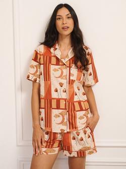 Their Nibs Patchwork Sky Button Down Short Pyjama Set, Natural, Natural