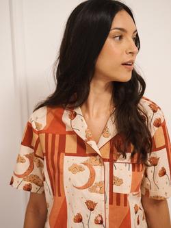 Their Nibs Patchwork Sky Button Down Short Pyjama Set, Natural - view 2, Natural