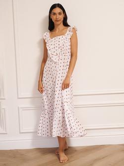 Their Nibs Tiny Hearts Seersucker Nightdress, White, White