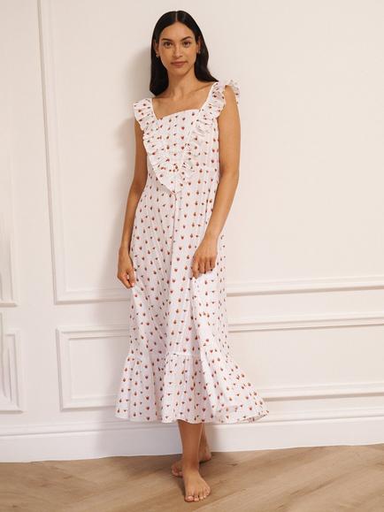 Their Nibs Tiny Hearts Seersucker Nightdress, White, White