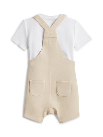 Tommy Hilfiger Baby Essential Dungaree Shorts And Polo Shirt Set - view 2, Beige/White