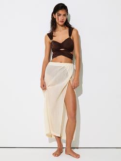 Reiss Rosa Gauze Wrap Skirt, Natural Stone, Natural Stone